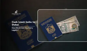 cash limit India to Dubai | Amount carrying rules for Indians Blog Banner by Dubai Visit Visa