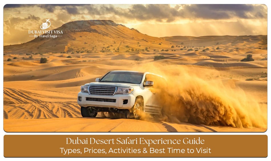 Desert safari in Dubai with 4x4 dune bashing, camel rides, and a beautiful sunset over the golden sand dunes.