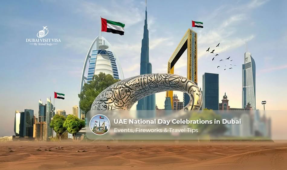 Visitors enjoying UAE National Day celebrations, fireworks, and events in Dubai